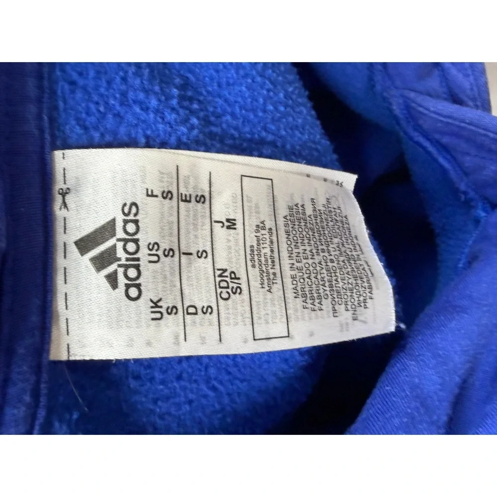 Adidas Hoodie Pullover Mens Blue 3-Stripe Logo Small